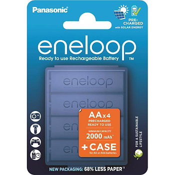 Panasonic Акумулятор Eneloop NI-MH AA 2000 мАг, 4 шт, з кейсом для зберігання