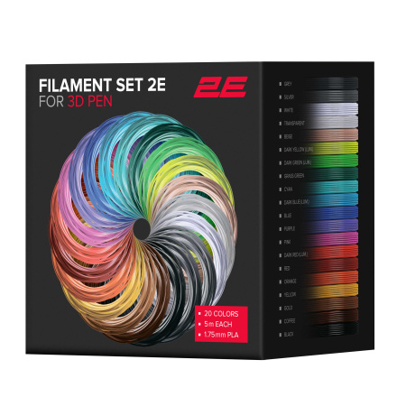 2E Картридж для 3D ручки PLA, 1.75мм, 20шт, мікс 5м - фото 3