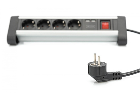 Блок розеток DIGITUS Office, 4xSchuko 16A, 2xUSB 2A, вимикач, 1.5м, вилка Schuko - фото 4