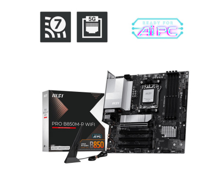 Материнcька плата MSI PRO B850M-P WIFI sAM5 B850 4xDDR5 M.2 HDMI DP Wi-Fi BT mATX - фото 6