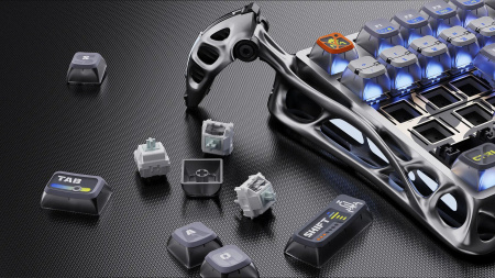Клавіатура механічна GravaStar Mercury K1 Pro 80keys, GravaStar x Kailh Speedy Mint, BT/WL/USB, Interstellar Silver - фото 13 Клавіатура механічна GravaStar Mercury K1 Pro 80keys, GravaStar x Kailh Speedy Mint, BT/WL/USB, Interstellar Silver - фото 13