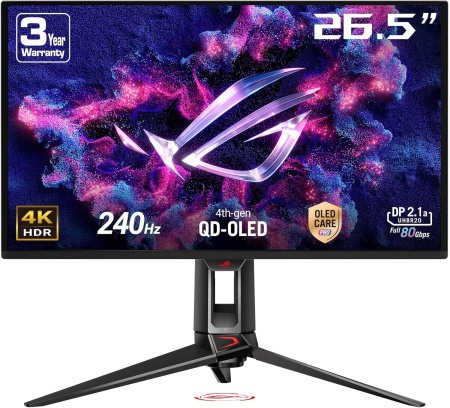 Монітор Asus 26.5" ROG Swift PG27UCDM 2xHDMI, DP, USB-C, 3xUSB, QD-OLED, 3840x2160, 240Hz, 0.03ms, DCI-P3 99%, FreeSync, Pivot, HDR400 - фото 1