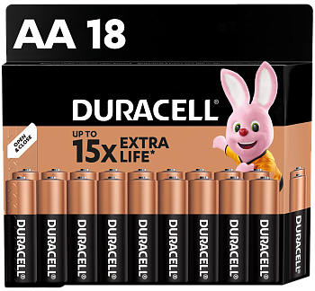 Лужні батарейки Duracell AA, 18 шт.