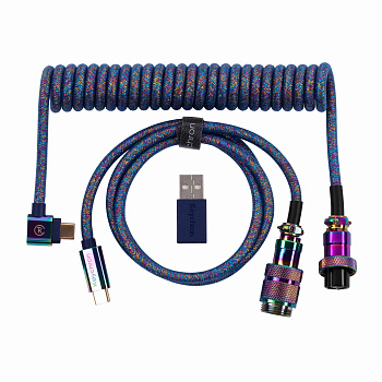 Keychron Кабель USB-A/USB-C > USB-C заряджання/синхронізації, 1.08м, Type-C, Premium Coiled Aviator, синій