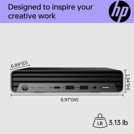 HP Комп'ютер персональний неттоп Pro 400-G9 Mini, Intel i3-13100T, 8GB, F512GB, UMA, WiFi, кл+м, 3р, DOS - фото 4