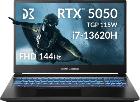 Ноутбук Dream Machines RG5050-15 15.6FHD IPS, Intel i7-13620H, 32GB, F1TB, NVD5050-8, DOS, чорний - фото 1