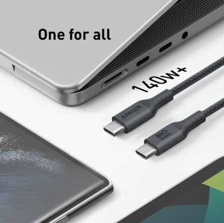 Кабель Anker 544 USB-C to USB-C - 1.8m 140W Bio-Nylon Black - фото 3