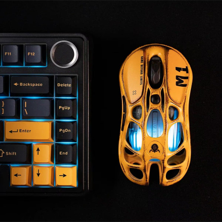 Миша GravaStar Mercury M1 Pro, magnesium alloy body, BT/WL/USB-A, RGB, Battle-Worn Yellow - фото 8