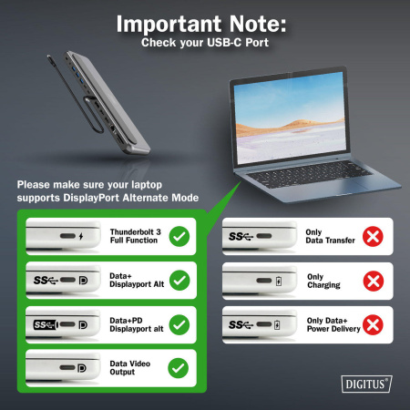 Док-станція DIGITUS USB-C > 2xHDMI/1xDP/3xUSB-A/USB-C/RJ54/PD/Audio - фото 10