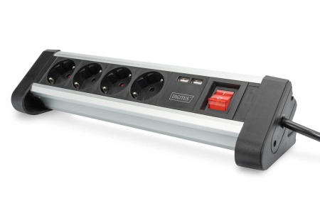 Блок розеток DIGITUS Office, 4xSchuko 16A, 2xUSB 2A, вимикач, 1.5м, вилка Schuko - фото 1