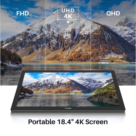 Графічний монітор Huion 19" Kamvas Pro 19,4K  USB-Cх2, 3.5 mini-jack, сірий темний - фото 4
