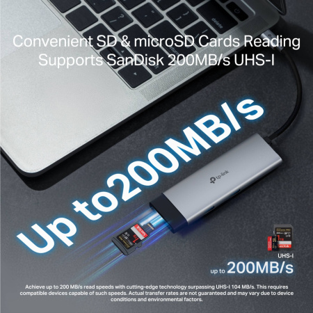 Хаб USB TP-LINK UH7020C USB-C > 2xUSB3.0/1xUSB-C/xHDMI/1xSD/1xmicroSD/1xPD 100Wh - фото 8