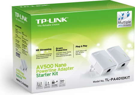 Комплект Адаптерiв Powerline TP-LINK TL-PA4010KIT AV600, 1xFE, (TL-PA4010 2шт) - фото 2