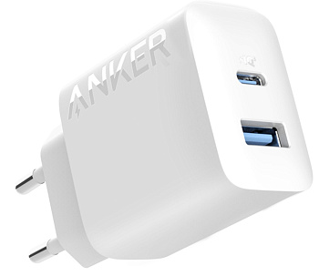 Мережевий зарядний пристрій Anker PowerPort - 20W USB-C&USB-A White
