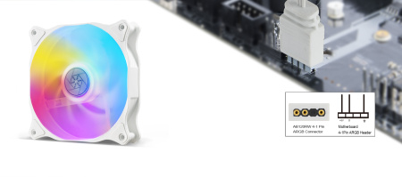 Корпусний вентилятор SilverStone Air Blazer 120RW-ARGB, 120мм, 600-2200rpm, 4pin PWM, 3pin +5VARGB, 7.4-35.6dBa, білий - фото 3
