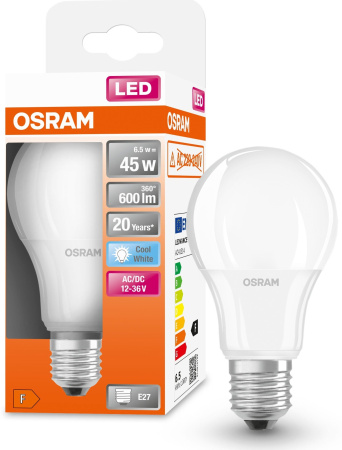 Лампа OSRAM LED E27 6,5Вт 4000K 600Лм CLA65 низьковольтна 12-36В - фото 2
