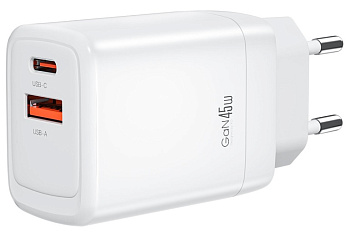 Мережевий зарядний пристрій XO CE16 - 45W PD USB-C & 22.5W QC USB-A White