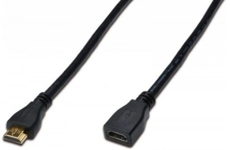 Digitus HDMI High speed + Ethernet (AM/AF)[Кабель HDMI (M/F), High speed/Ethernet, 3м, чорний] - фото 1