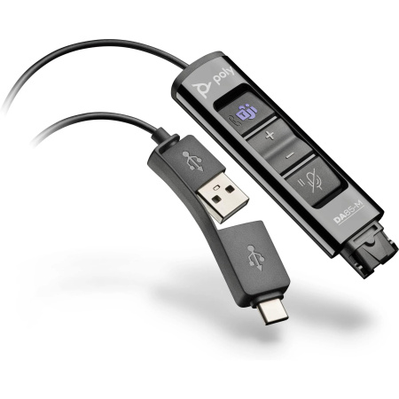 Перехідник Poly DA85-M USB > QD з вбудованим пультом керування для гарнітур EncorePro, USB-A, USB-C, Microsoft Teams, чорний - фото 1
