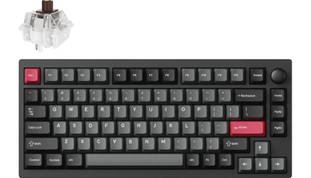 Клавіатура механічна Lemokey  P1 Pro 84Key, Keychron Super Brown, WL/BT/USB-A, QMK/VIA, Hot-Swap, EN/UKR, RGB,  Knob, Carbon Black - фото 1