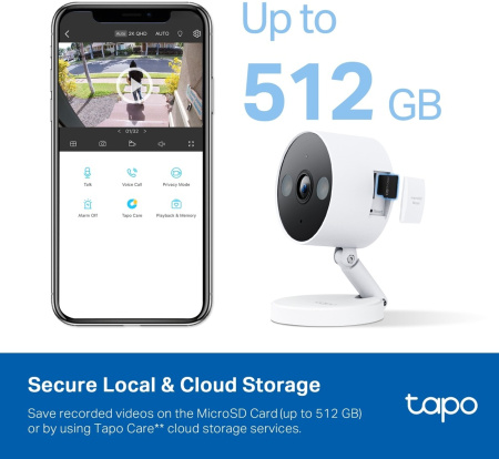 IP-Камера TP-LINK Tapo C120 2K N300 microSD motion detection - фото 4