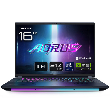 Gigabyte Ноутбук AORUS MASTER 16X 16.0 QHD OLED 240Hz, INTEL ARL HX Ultra9, 32GB, F2TB, NVD5080-16, W11, чорний - фото 1