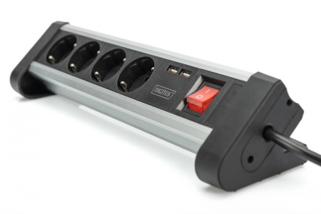 Блок розеток DIGITUS Office, 4xSchuko 16A, 2xUSB 2A, вимикач, 1.5м, вилка Schuko - фото 5