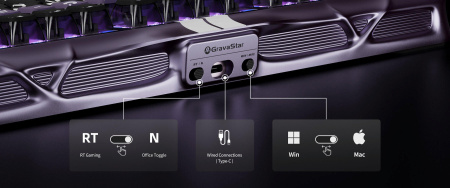 Клавіатура механічна GravaStar Mercury V75 Pro 80keys, Magnetic Jade Gaming, 8K, USB-A, RGB, Iron Purple - фото 13