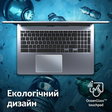 Ноутбук Acer Chromebook CB315-4HT 15" FHD IPS Touch, Intel C N4500, 8GB, F128GB, UMA, ChromeOS, сріблястий - фото 8
