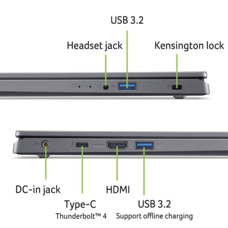 Ноутбук Acer Aspire 15 A15-51M 15.6" FHD IPS, Intel i7-13620H, 16GB, F1TB, UMA, Lin, сірий - фото 2