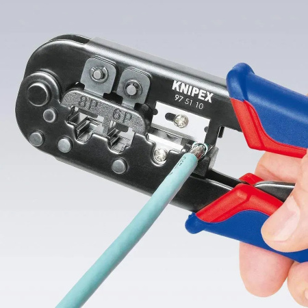 Обжимний інструмент KNIPEX, багатофункціональний, RJ 11/12, RJ 45, 190мм, 0.340кг - фото 3