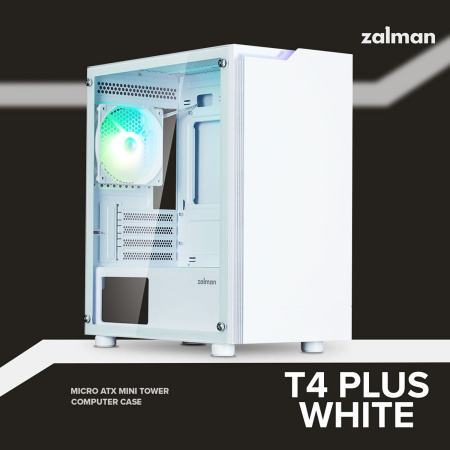 Zalman КорпусT4 Plus без БЖ, 2xUSB3.0, 1xUSB2.0, 1x120мм ARGB, VGA 3200мм, TG Side Panel, mATX, білий - фото 2 Zalman КорпусT4 Plus без БЖ, 2xUSB3.0, 1xUSB2.0, 1x120мм ARGB, VGA 3200мм, TG Side Panel, mATX, білий - фото 2