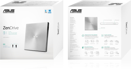 ASUS Привід оптичний портативний SDRW-08U9M-U DVD+-R/RW burner M-DISC USB2.0 Slim срібний Retail Box - фото 6
