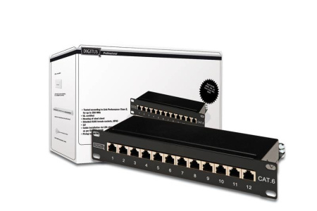 Digitus Патч-панель CAT 6 STP, 10", 1U, 12 портів, зібрана - фото 2