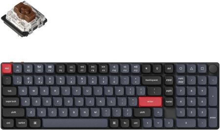 Keychron Клавіатура механічна K17 PRO 100Key, Gateron MX 2.0 Brown, WL/BT/USB-A, QMK, White Led, чорний в центрі - фото 1