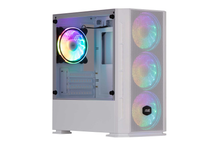 Корпус 2E GAMING Calleo GB700W без БЖ, 2xUSB3.0, 1xUSB2.0, 4x120мм ARGB, VGA 320мм, LCS ready, контролер з пультом, TG Side Window, mATX, білий - фото 1