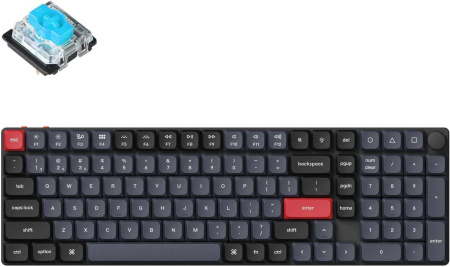 Keychron Клавіатура механічна K17 PRO 100Key, Gateron MX 2.0 Blue, WL/BT/USB-A, QMK, Hot-swap, RGB, білий в центрі - фото 1