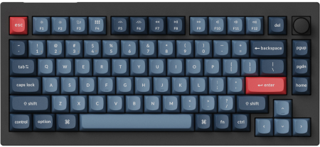 Keychron Клавіатура механічна V1 Max 84Key, Gateron Jupiter Red, WL/BT/USB-A, QMK, Hot-swap, Knob, EN/UKR, RGB, чорний - фото 1