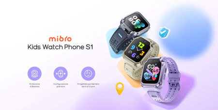 Дитячий годинник-телефон Mibro S1, 1.68", 360x390, GPS, 8MP+5MP, 900мА·год, 2АТM, лавандовий - фото 2