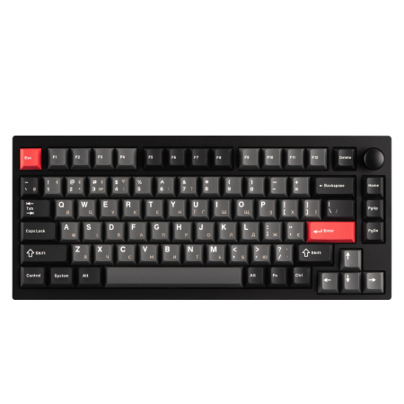 Клавіатура механічна Lemokey  P1 Pro 84Key, Keychron Super Banana, WL/BT/USB-A, QMK/VIA, Hot-Swap, EN/UKR, RGB,  Knob, Carbon Black - фото 4
