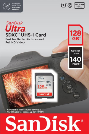 Карта пам'яті SanDisk SD  128GB C10 UHS-I R140MB/s Ultra - фото 2