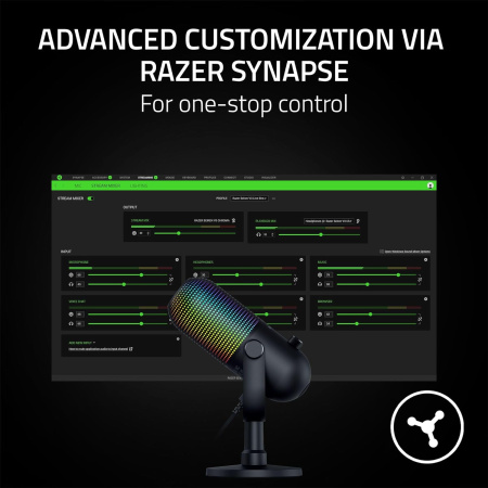 Razer Мікрофон геймінговий Seiren V3 Chroma, Uni, RGB, USB-A, 2м, чорний - фото 6