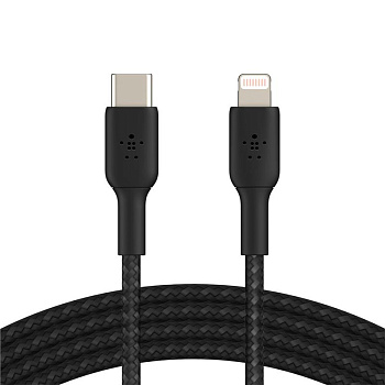 Кабель Belkin USB-C > Lightning заряджання/синхронізації 30Вт PD, 1м, плетений, чорний