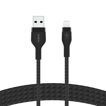 Belkin Кабель USB-A - Lightning плетений, силіконовий, з ремінцем на магніті, 1м, чорний