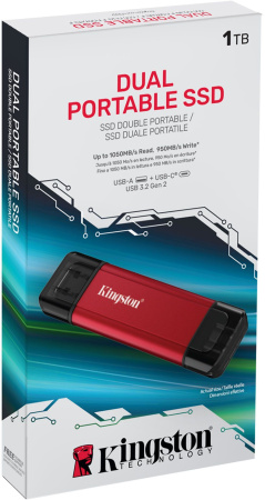 Портативний SSD Kingston 1TB USB 3.2 Gen 2 Dual USB-A R1050/W950MB/s - фото 5