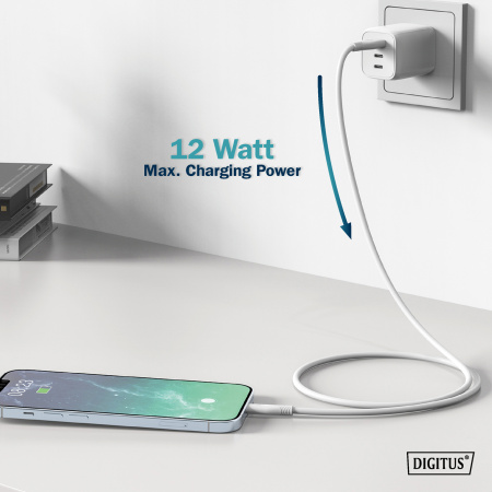 Digitus Кабель USB-A > Lightning заряджання/синхронізації, 2м, USB 2.0, 12W, силіконовий, білий - фото 5