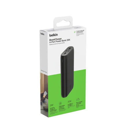Belkin Акумулятор портативний літій-іонний Power Bank 26000мА·год, 32Вт, USB-A/USB-C PD PPS, чорний - фото 13