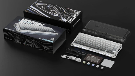 Клавіатура механічна GravaStar Mercury K1 80keys, GravaStar x Kailh Cheery Pink, EN, BT/WL/USB, білий - фото 4