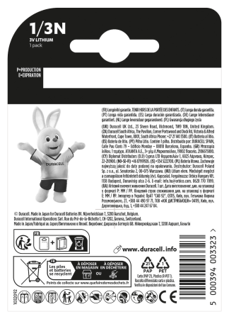 Спеціальна літієва батарейка Duracell 1/3N 3V, (2L76 / CR1 / 3N / CR11108), 1 шт. в упаковці
 - фото 3