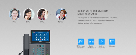 Fanvil Телефон IP V67 2xGE LAN, 1xUSB-A, BT, WiFi, SIP, VPN, PoE, 7" кольоровий екран, вбудована камера, Android - фото 9